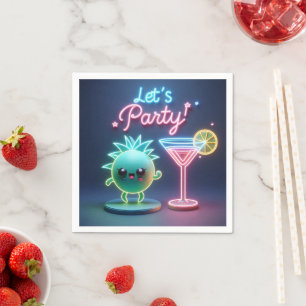 Serviette En Papier Heure de la fête Neon Green