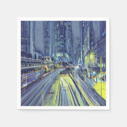 Serviette En Papier Heure de la nuit à Hong Kong (Devant)