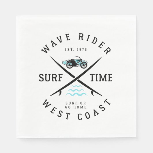 Serviette En Papier Heure de Surf du cavalier de vague (Devant)