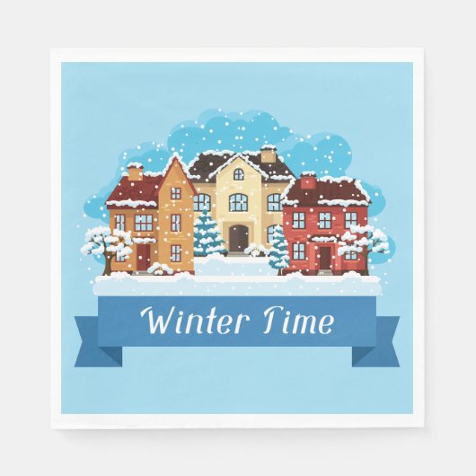Serviette En Papier Heure d'hiver neige (Devant)