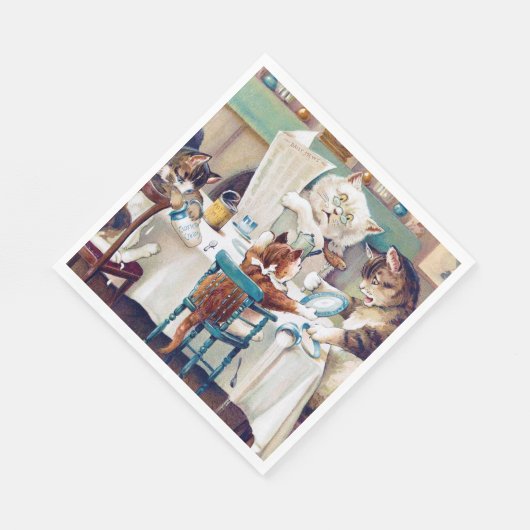 Serviette En Papier Heure du petit-déjeuner de chat, Louis Wain (Coin)