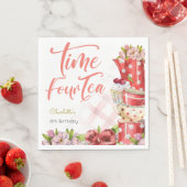 Serviette En Papier Heure quatre thé, quatrième anniversaire pour les  (En situation)