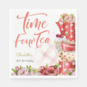 Serviette En Papier Heure quatre thé, quatrième anniversaire pour les  (Devant)