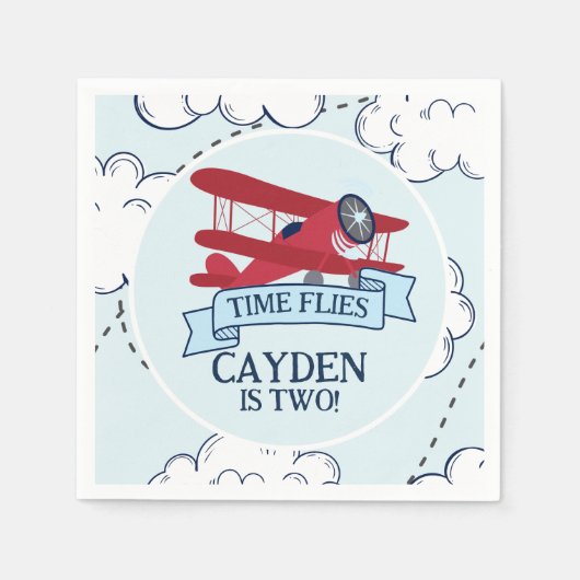 Serviette En Papier Heure Vol avion Anniversaire (Devant)