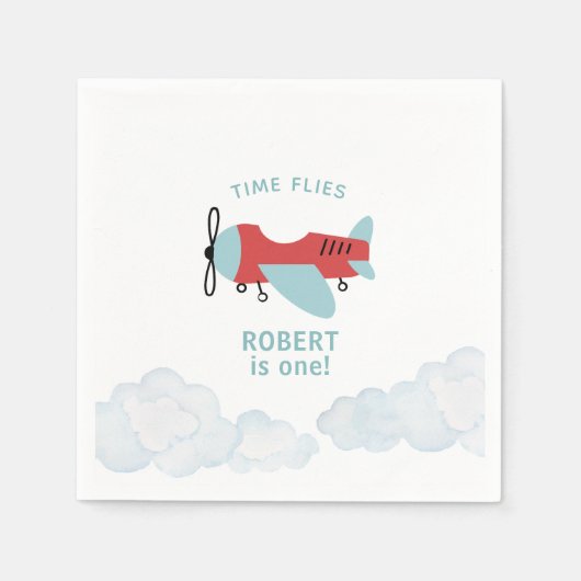 Serviette En Papier Heure Vol avion Anniversaire (Devant)