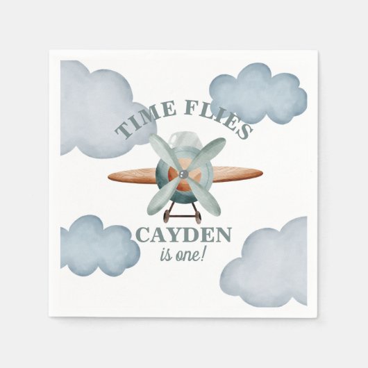 Serviette En Papier Heure Vol avion Anniversaire (Devant)