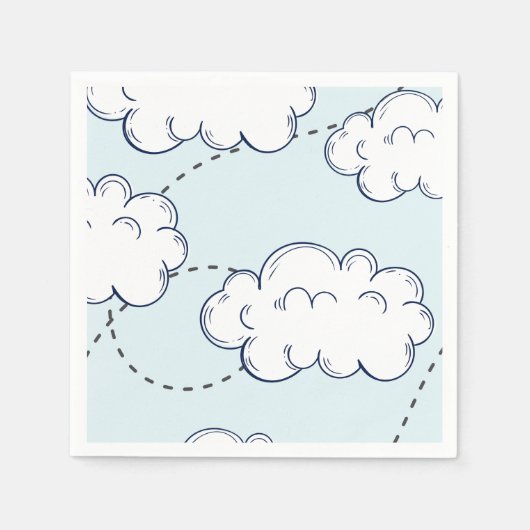 Serviette En Papier Heure Vol Avion Nuages Anniversaire (Devant)