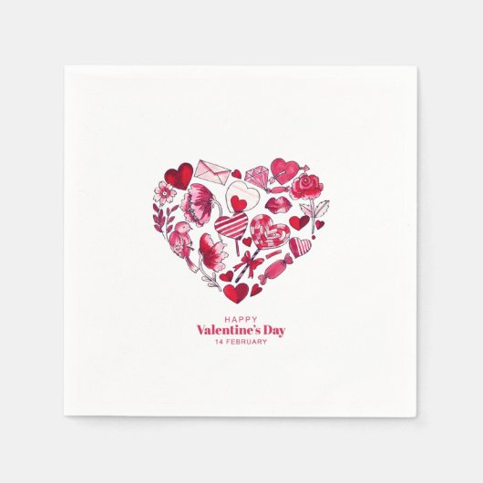 Serviette En Papier "Heureuse Sainte-Valentin - Amour romantique" (Devant)