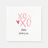 Serviette En Papier Heureuse Sainte-Valentin de coeur rose "XOXO" (Devant)
