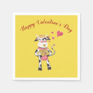 Serviette En Papier Heureuse Sainte-Valentin dessin animé serviettes d