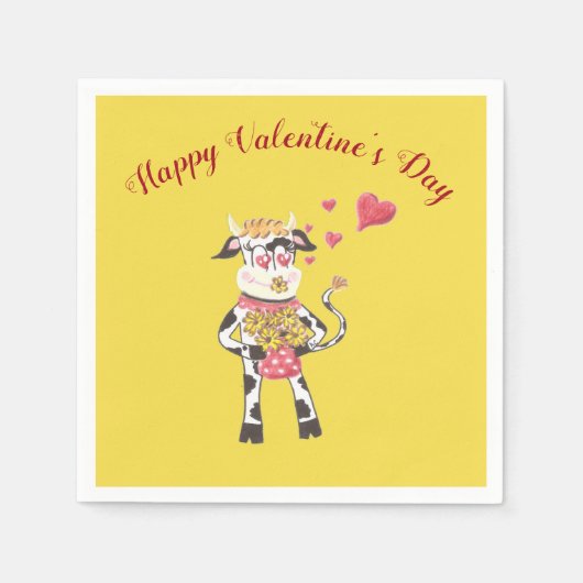 Serviette En Papier Heureuse Sainte-Valentin dessin animé serviettes d (Devant)