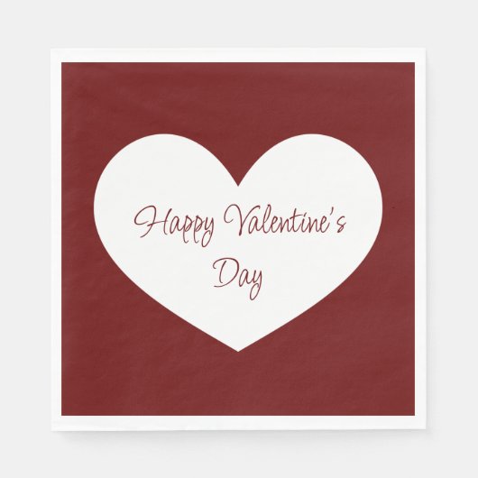 Serviette En Papier Heureuse Sainte-Valentin Heart Cute Red Party (Devant)