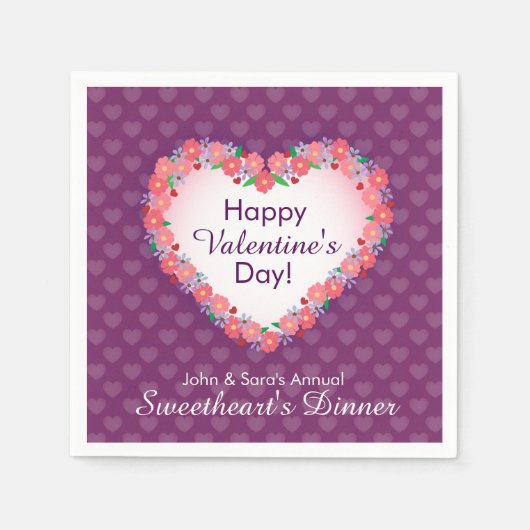 Serviette En Papier Heureuse Sainte-Valentin, le dîner de l'amoureux (Devant)