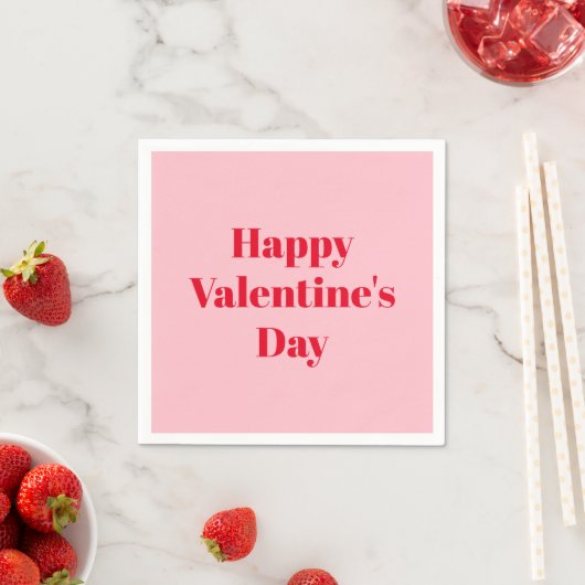 Serviette En Papier Heureuse Sainte-Valentin, papier de fête rouge ros (En situation)