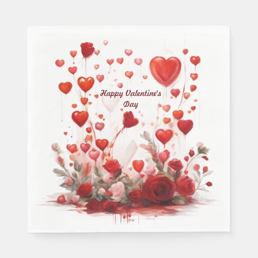 Serviette En Papier Heureuse Sainte-Valentin papier Napkin (Devant)