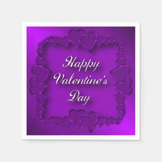 Serviette En Papier Heureuse Sainte-Valentin Purple Hearts serviettes (Devant)