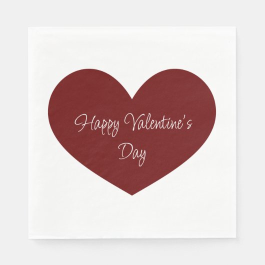 Serviette En Papier Heureuse Sainte-Valentin Red Heart Cute Party (Devant)