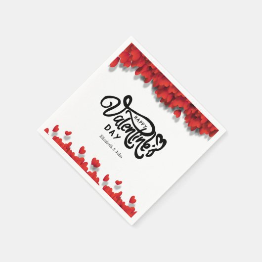 Serviette En Papier Heureuse Sainte-Valentin Red Hearts (Coin)