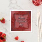Serviette En Papier Heureuse Sainte-Valentin Red Hearts Napkins (En situation)