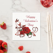 Serviette En Papier Heureuse Sainte-Valentin Red Roses serviettes (En situation)