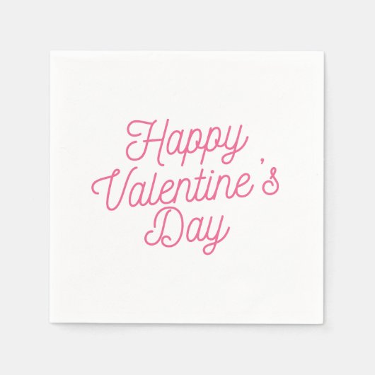 Serviette En Papier Heureuse Sainte-Valentin rose | Napkin (Devant)