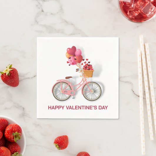 Serviette En Papier Heureuse Sainte-Valentin | Vélos et ballons (En situation)