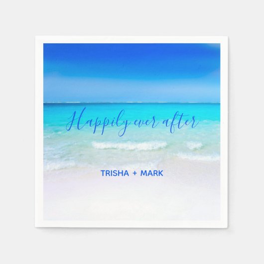 Serviette En Papier Heureusement Jamais Après Blue Paradise Beach Mari (Devant)