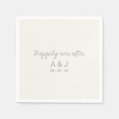 Serviette En Papier Heureusement Jamais Après Pearl White Silver Monog (Devant)
