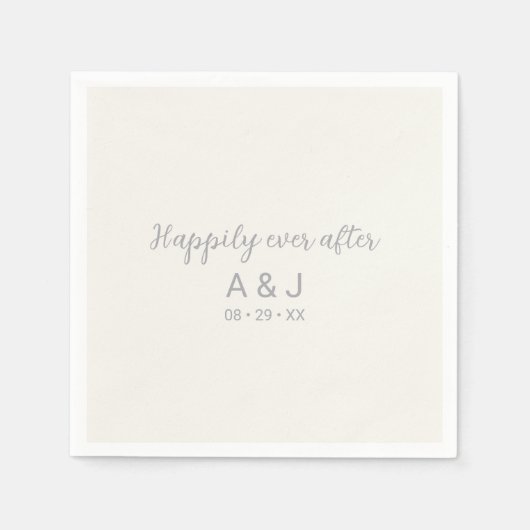 Serviette En Papier Heureusement Jamais Après Pearl White Silver Monog (Devant)