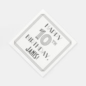 Serviette En Papier HEUREUX 10E ANNIVERSAIRE ; Style Art Déco ; Nom pe (Coin)