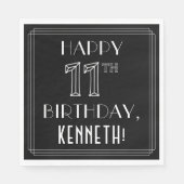 Serviette En Papier HEUREUX 11E ANNIVERSAIRE ; Style Art Déco ; Nom pe (Devant)