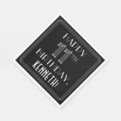 Serviette En Papier HEUREUX 11E ANNIVERSAIRE ; Style Art Déco ; Nom pe (Coin)