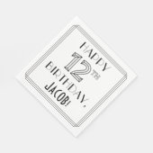 Serviette En Papier HEUREUX 12E ANNIVERSAIRE ; Style Art Déco ; Nom pe (Coin)