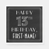 Serviette En Papier HEUREUX 13E ANNIVERSAIRE ; Style Art Déco ; Nom pe (Devant)