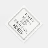 Serviette En Papier HEUREUX 15E ANNIVERSAIRE ; Style Art Déco ; Nom pe (Coin)