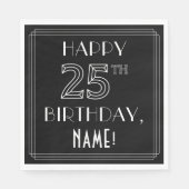 Serviette En Papier HEUREUX 25E ANNIVERSAIRE ; Style Art Déco ; Nom pe (Devant)