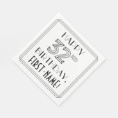 Serviette En Papier HEUREUX 32E ANNIVERSAIRE ; Style Art Déco ; Nom pe (Coin)