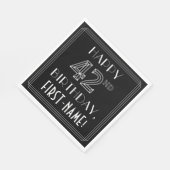 Serviette En Papier HEUREUX 42E ANNIVERSAIRE ; Style Art Déco ; Nom pe (Coin)