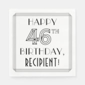 Serviette En Papier HEUREUX 46E ANNIVERSAIRE ; Style Art Déco ; Nom pe (Devant)