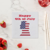 SERVIETTE EN PAPIER HEUREUX 4 JUILLET, LE PRÉSIDENT TRUMP FLAG SILHOUE (En situation)