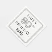 Serviette En Papier HEUREUX 80E ANNIVERSAIRE ; Style Art Déco ; Nom pe (Coin)