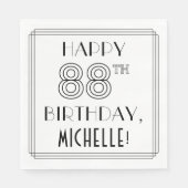 Serviette En Papier HEUREUX 88E ANNIVERSAIRE ; Style Art Déco ; Nom pe (Devant)