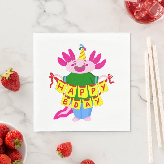Serviette En Papier heureux anniversaire Axolotl (En situation)