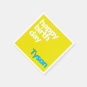 Serviette En Papier heureux Anniversaire minimal simple moderne jaune (Coin)