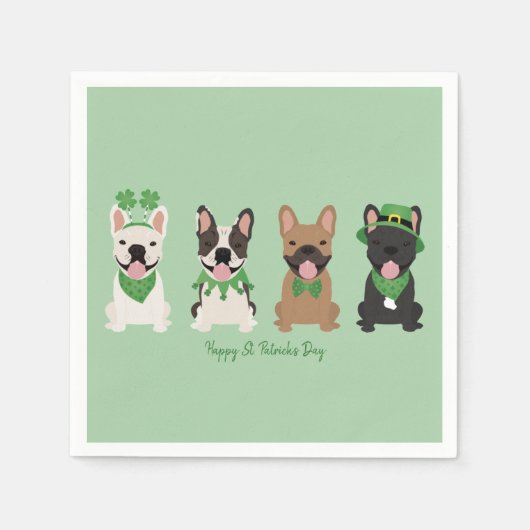 Serviette En Papier Heureux Bulldogs français en Jour de la Saint Patr (Devant)