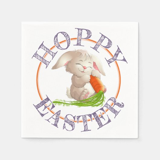 Serviette En Papier Heureux Bunny Pâques Motif (Devant)