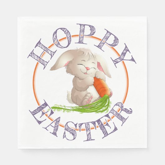 Serviette En Papier Heureux Bunny Pâques Motif (Devant)