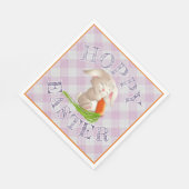 Serviette En Papier Heureux Bunny Pâques rose En vichy Motif (Coin)