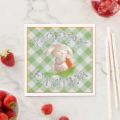 Serviette En Papier Heureux Bunny Pâques Vert En vichy Motif (En situation)