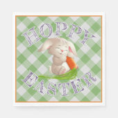 Serviette En Papier Heureux Bunny Pâques Vert En vichy Motif (Devant)